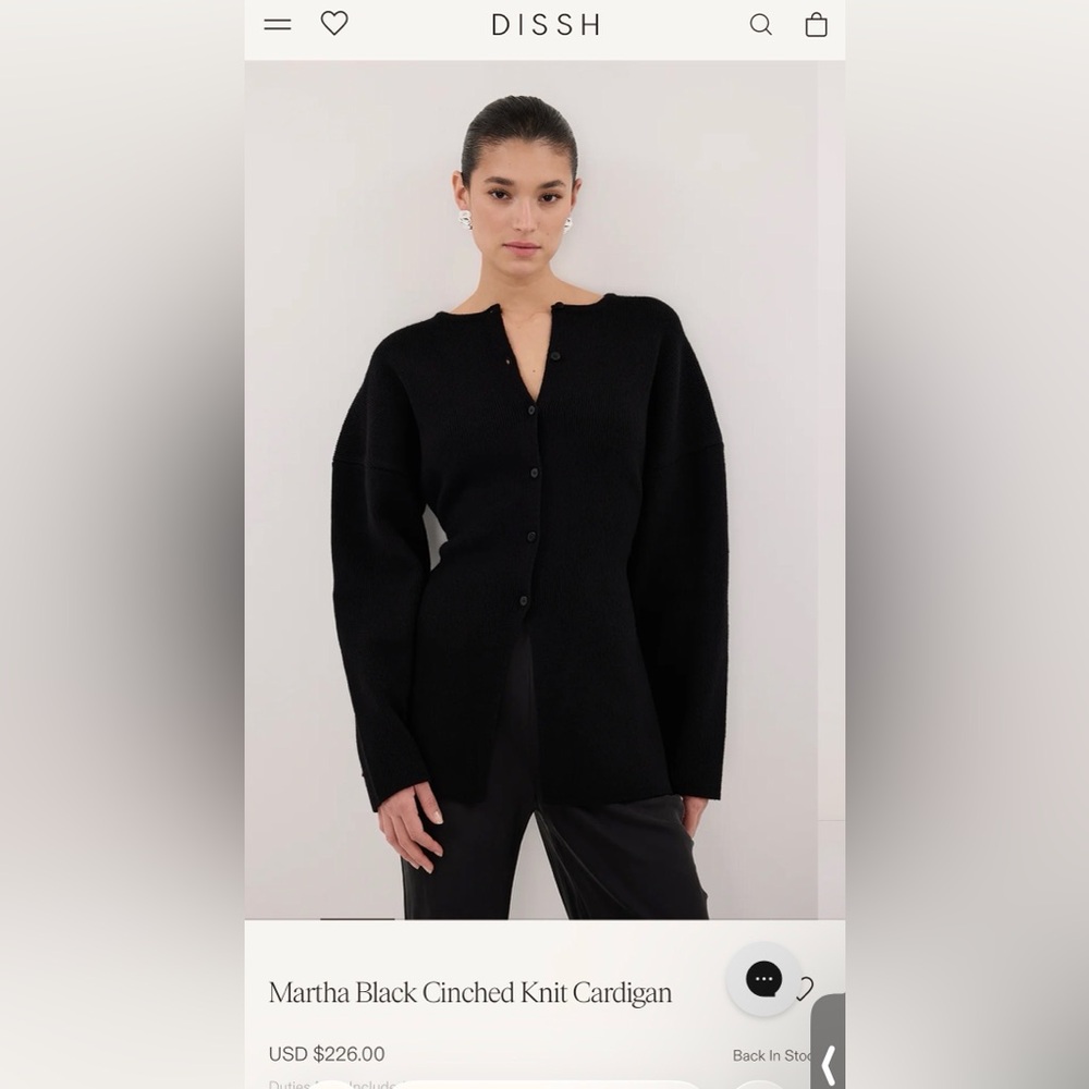 DISSH Black Button-Front Knit Cardigan